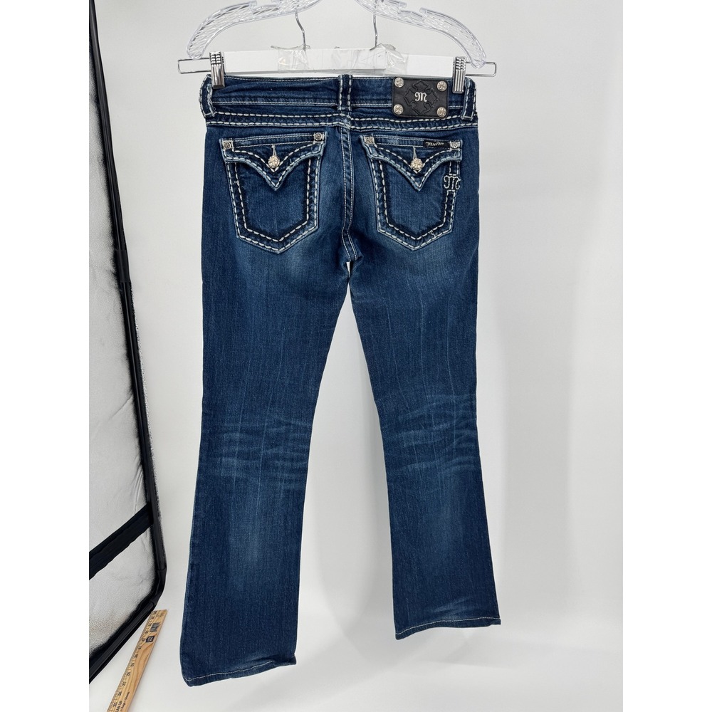 Miss Me Bradbury Bootcut Jeans Womens‎ 28 Blue Crystal Embellished Flap Pocket